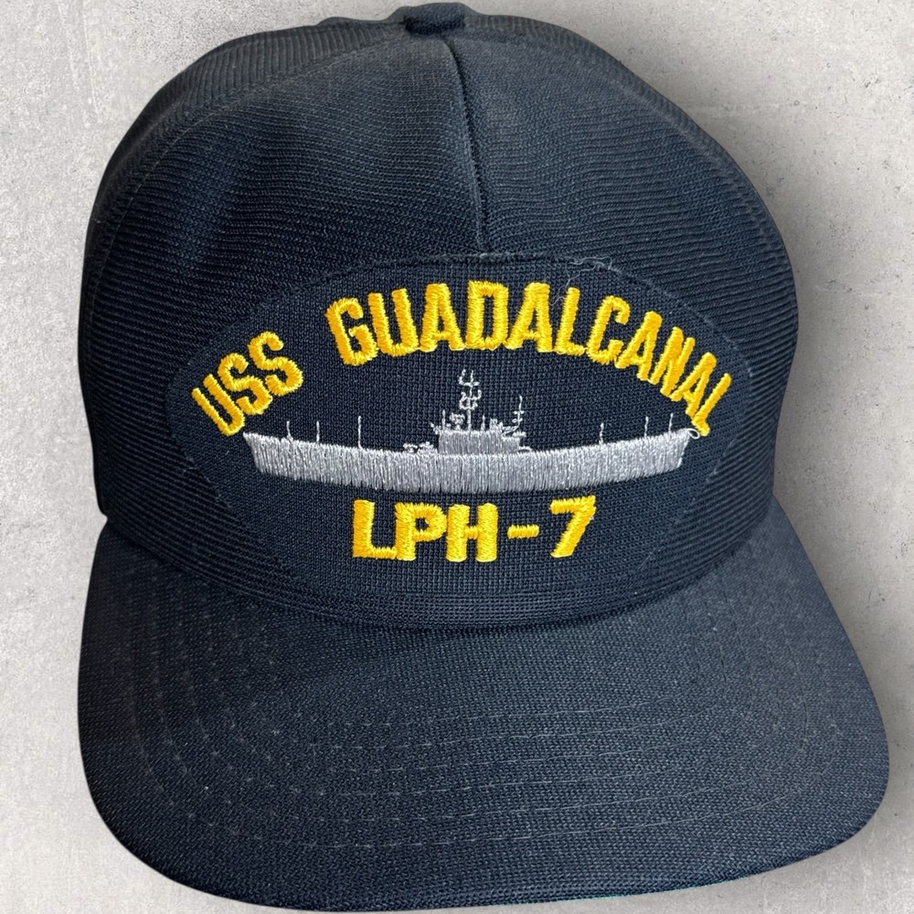 Cap-10‎ USS Guadalcanal LPH-7 Snapback Hat Navy Blue Military Ship